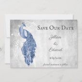 Blue Peacock Save the Date Notice Aankondiging (Voorkant)