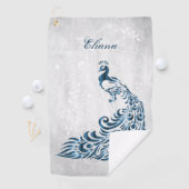 Blue Peacock Serviette de golf personnalisée (En situation)