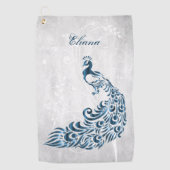 Blue Peacock Serviette de golf personnalisée (Devant)