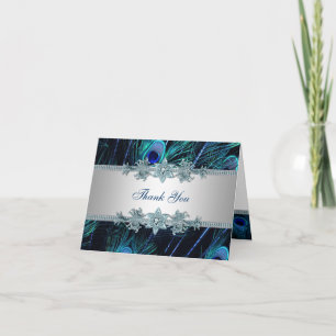 Blue Peacock Thank You Bedankkaart