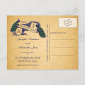 Blue Peacock Vintage Enregistrer la date Carte pos (Dos)