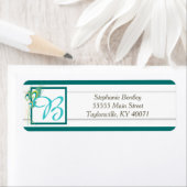 Blue Peacock Weddenschap Return Address Label (Insitu)