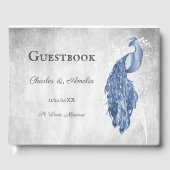 Blue Peacock Wedding Guest Book Gastenboek (Voorkant)