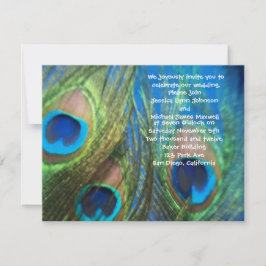 Blue Peacock Wedding Invitation Kaart