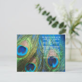 Blue Peacock Wedding Invitation Kaart (Staand voorkant)