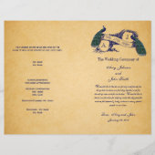 Blue Peacocks Programme de mariage vintage (Devant)