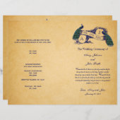 Blue Peacocks Programme de mariage vintage (Devant / Derrière)