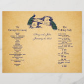 Blue Peacocks Programme de mariage vintage (Dos)