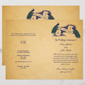 Blue Peacocks Vintage Wedding Programme (Voorkant / Achterkant)