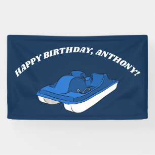 Blue Pedal Boat Birthday Party - Gepersonaliseerd Spandoek