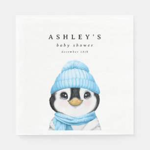 Blue Penguin Winter Baby shower Servet