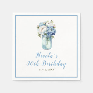 Blue Peonies Mason Jar Verjaardag Servet