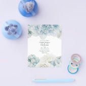 Blue Peonies Wedding Invitation Flyer (Enkel)