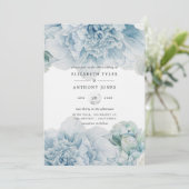 Blue Peonies Wedding Kaart (Staand voorkant)