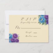 Blue Peony & Fig Paarse Roos bruiloft RSVP Kaartje (Voorkant)