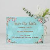 Blue Peony Folie Save the Date Kaart (Staand Voorkant)