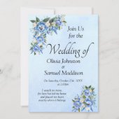 Blue Peony sur Blue Mariage Suite Invitation (Devant)