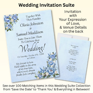 Blue Peony sur Blue Mariage Suite Invitation