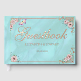  Blue Peony Wedding Folie Guestbook Gastenboek