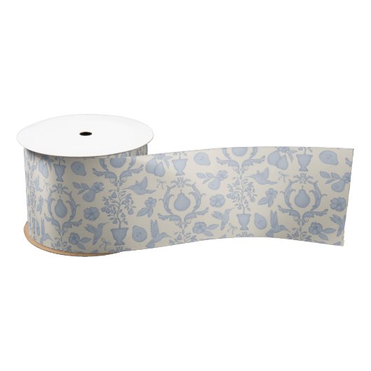 Blue Perfect Pear Damask Vrijgezellenfeest Ribbon Lint (Spoel)