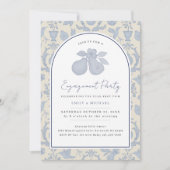 Blue Perfect Pear Engagement Party Uitnodiging (Voorkant)