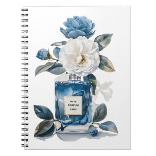 Blue Perfume Bottle Waterverf Floral Notitieboek