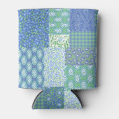 Blue Periwinkle Floral Boho Faux Patchwork Patroon Blikjeskoeler (Voorkant)