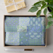Blue Periwinkle Floral Boho Faux Patchwork Patroon Tissuepapier (Geschenk)