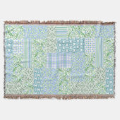 Blue Periwinkle Flowers Faux Patch Pattern Deken (Voorkant)