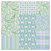 Blue Periwinkle Flowers  Faux Patch Pattern Stof (Close Up)