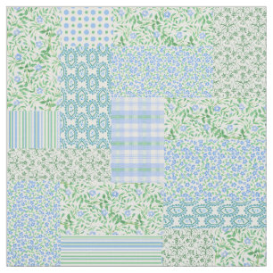 Blue Periwinkle Flowers Faux Patch Pattern Stof