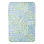 Blue Periwinkle Flowers Faux Patchwork Badmat (Voorkant Verticaal)