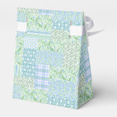 Blue Periwinkle Flowers Faux Patchwork Bedankdoosjes (Achterkant)