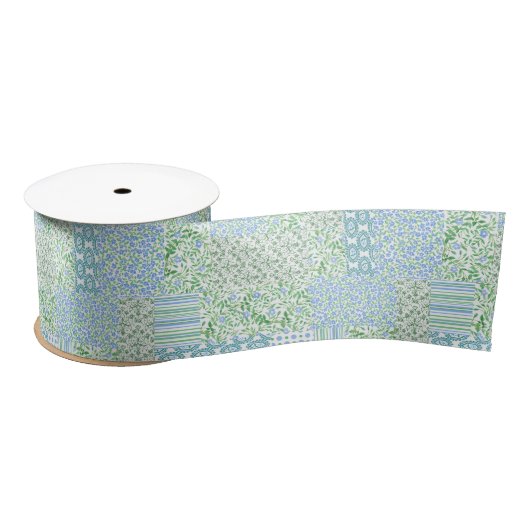 Blue Periwinkle Flowers  Faux Patchwork Lint (Spoel)