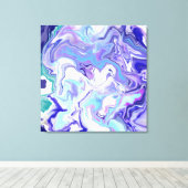 Blue Periwinkle Marble Fluid Art Canvas Afdruk (Insitu (Houten vloer))