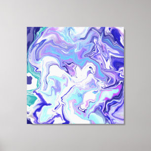 Blue Periwinkle Marble Fluid Art Canvas Afdruk