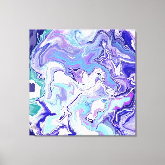 Blue Periwinkle Marble Fluid Art Canvas Afdruk (Voorkant)