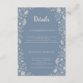 Blue Periwinkle Wildflower Wedding Details Informatiekaartje