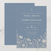 Blue Periwinkle Wildflower Wedding Invitation (Devant / Derrière)
