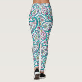 Blue Persian Boteh Paisley Pattern Yoga Leggings (Achterkant)