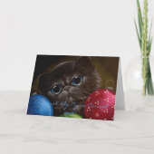 BLUE PERSIAN KITTEN CAT HOLIDAY KAART (Achterkant)