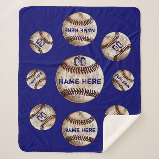 Blue Personal Baseball Throw Blanket, Sherpa (Voorkant)
