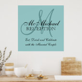 Blue Personalised Wedding Reception Sign Poster (Keuken)