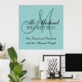 Blue Personalised Wedding Reception Sign Poster (Thuiskantoor)