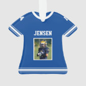 Blue Personalized Football Jersey Photo Ornament (achterkant)