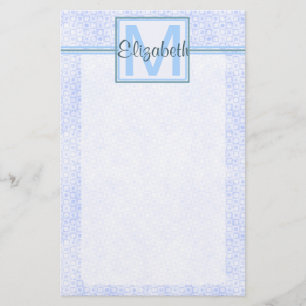 Blue Personalized Monogram Briefpapier