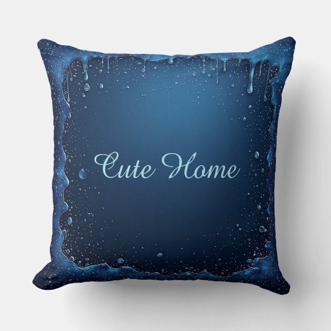 Blue Personalized Name Custom Gift Kussen (Voorkant)
