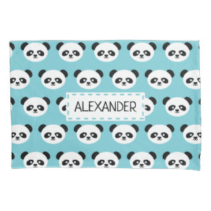 Blue Personalized Panda Beer Kinder Kawaii Kussensloop