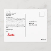 Blue Personalized Santa's Nice List Certificate Briefkaart (Achterkant)