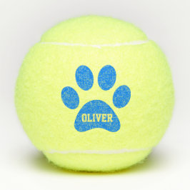 Blue Pet Paw Afdrukken - Aangepaste naam Speelgoed Tennisballen